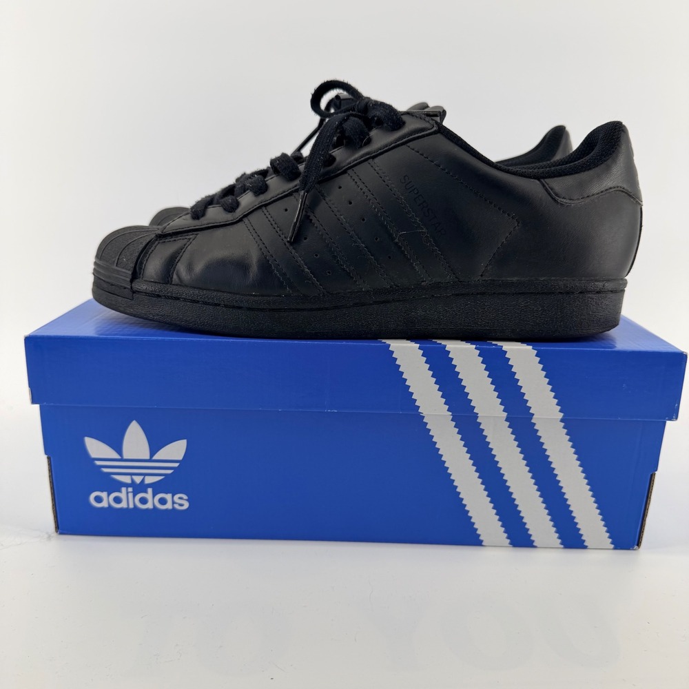 Adidas Superstar Triple Black Leather Shell Toe Sneakers Mens 9.5 Core Black